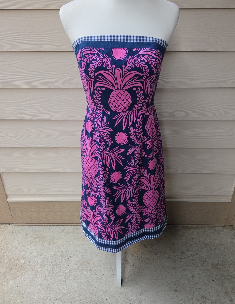Lilly Pulitzer Navy & Hot Pink Pineapple Strapless Sundress – Size 6